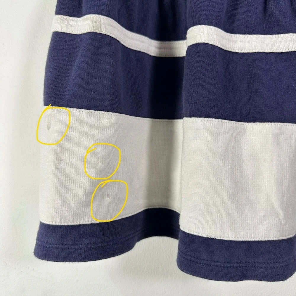 Gymboree Girls Navy Blue White Striped Drop Waist Peter Pan Collar Dress Size 7